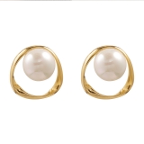 @特价韩国珍珠网红新款冷淡风不规则几何镂空耳饰耳钉女