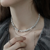 韩国冷淡风气质ins个性设计水晶珠子流苏项链颈链女复古