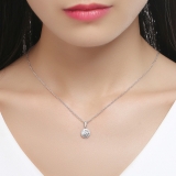 【真金电镀】韩国圆形镶满钻仿真莫桑石简约锁骨链吊坠项链女