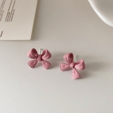  韩国糖果色蝴蝶结2021年新款时尚气质耳钉耳饰女