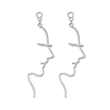 S925银针欧美个性冷淡风抽象人脸线条设计感耳钉耳饰女