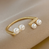 【真金电镀】韩国珍珠开口可调节ins冷淡风个性设计时尚简约时尚食指戒指女