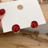 @特价【真金电镀】韩国相思红豆时尚网红简约复古宫廷风个性气质耳扣女