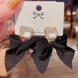 @特价韩国新款超仙气质蝴蝶结夸张网红同款时尚气质耳钉耳饰女