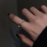 【真金电镀】韩国镶钻星月ins潮小众设计时尚个性气质食指戒指
