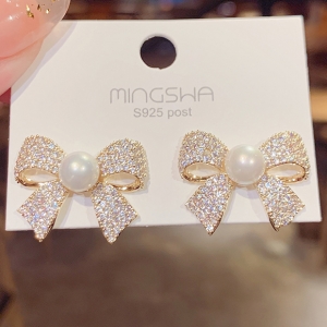 @特价韩国超仙精致微镶蝴蝶结气质网红个性大气夸张耳钉耳饰女