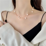 韩国轻奢复古叠带珍珠2021年新款潮时尚网红小众高级气质锁骨链