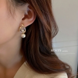 S925银针韩国镶钻珍珠轻奢小众气质耳钉耳饰女