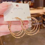 @特价韩国2021年新款潮多层大圈时尚气质女神范夸张耳钉耳饰女