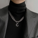 韩国高级感东大门字母双层项链毛衣链搭配