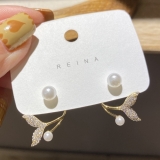 @特价韩国东大门鱼尾珍珠2021年新款潮气质耳钉耳饰女