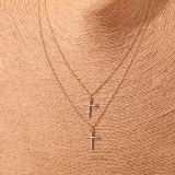 韩国双层十字架小众设计感简约气质网红ins风锁骨链