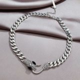 韩国几何型冷淡风个性镶嵌动物蛇形锁骨链