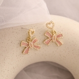  韩国珍珠爱心蝴蝶结小众高级感轻奢耳钉耳饰女