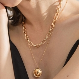 欧美嘻哈甜酷冷淡风简约金属吊坠锁骨颈链