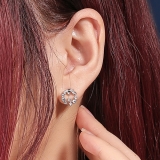 【真金电镀】 韩国花圈网红简约ins锆石耳钉耳饰