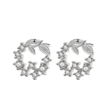 【真金电镀】 韩国花圈网红简约ins锆石耳钉耳饰