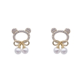  韩国小熊圆形网红2022年新款潮气质高级感耳钉耳饰女