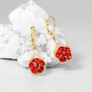 韩国红色花球浪漫气质时尚小众设计感高级耳扣耳饰