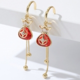  韩国钱袋长款流苏气质网红小众设计感高级耳钉耳环女