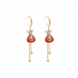  韩国钱袋长款流苏气质网红小众设计感高级耳钉耳环女