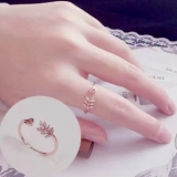 【真金电镀】韩国高级感树叶爱心气质网红冷淡风戒指