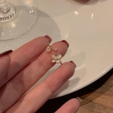 【真金电镀】韩国温柔气质花朵精致珍珠锆石网红百搭食指戒指环