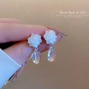 @特价 韩国玫瑰初春超仙温柔小清新水滴超仙网红花朵耳钉耳饰