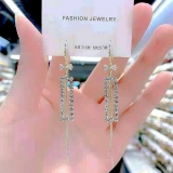 韩国新款气质方形蝴蝶结长款潮轻奢高级设计感时尚名媛耳钩耳饰