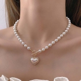 韩国珍珠爱心高级设计感小众轻奢2022年新款锁骨链