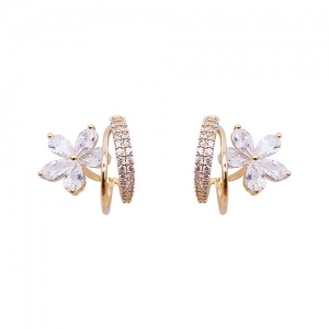 【真金电镀】 韩国2022年新款潮早春小众设计高级感精致花朵珍珠耳钉耳饰