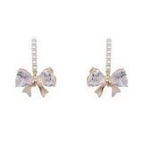  韩国轻奢高级感蝴蝶结珍珠2022年新款潮网红耳钉耳饰