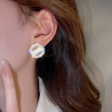 @特价 韩国水钻镶边猫眼石小巧高级感2022年新款女气质耳钉耳饰