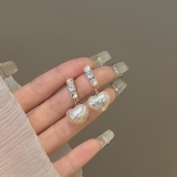 @特价韩国精致锆石高级感珍珠爱心小众设计个性耳钉耳饰女