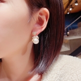 @特价韩国时尚百搭微镶锆石桃心蝴蝶结珍珠气质优雅耳钉耳饰