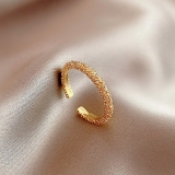 【真金电镀】韩国复古磨砂素圈小众设计简约冷淡风ins潮网红戒指女