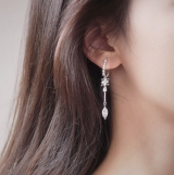 S925银针韩国小众设计感不对称流苏闪亮气质轻奢耳钉耳饰