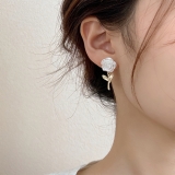  韩国轻奢高级感独特小众复古法式花朵时尚大气耳钉耳饰【环保】