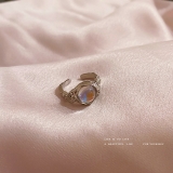 【真金电镀】韩国时尚水晶月光石小众复古风简约甜酷指环冷淡风戒指 【环保】
