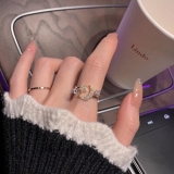 @特价【真金电镀】韩国ins潮小众设计轻奢高级感微镶锆网红气质开口可调戒指【环保】