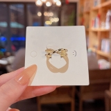 【真金电镀】韩国ins潮小众高级设计感交叉棋盘格新款微镶精致戒指【环保】