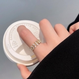 @特价【真金电镀】韩国高级感水晶树叶小众设计感轻奢ins潮冷淡风戒指【环保】