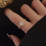 【真金电镀】韩国高级感锆石戒指女时尚个性网红开口食指环轻奢小众精致设计【环保】