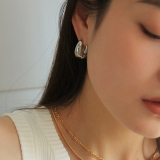 【真金电镀】韩国银金属银色水滴简约个性时髦高级感个性耳扣耳饰【环保】
