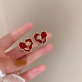 @特价韩国郁金香花朵小众设计感复古爱心耳环气质耳钉耳饰