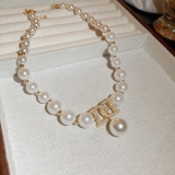 韩国夸张大珍珠字母D项欧美轻奢小众锁骨气质高级设计感颈链