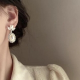 S925银针韩国精致法式仙气复古珍珠轻奢气质小众高级设计感耳钉耳饰