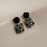 @特价韩国复古方块满钻气质个性小众轻奢高级设计感百搭耳钉耳饰