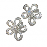 @特价韩国镶钻镂空太阳花朵时尚大气小众高级设计感耳钉耳饰