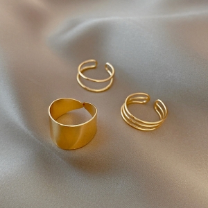 韩国不规则三件套欧美轻奢气质小众高级设计感开口戒指